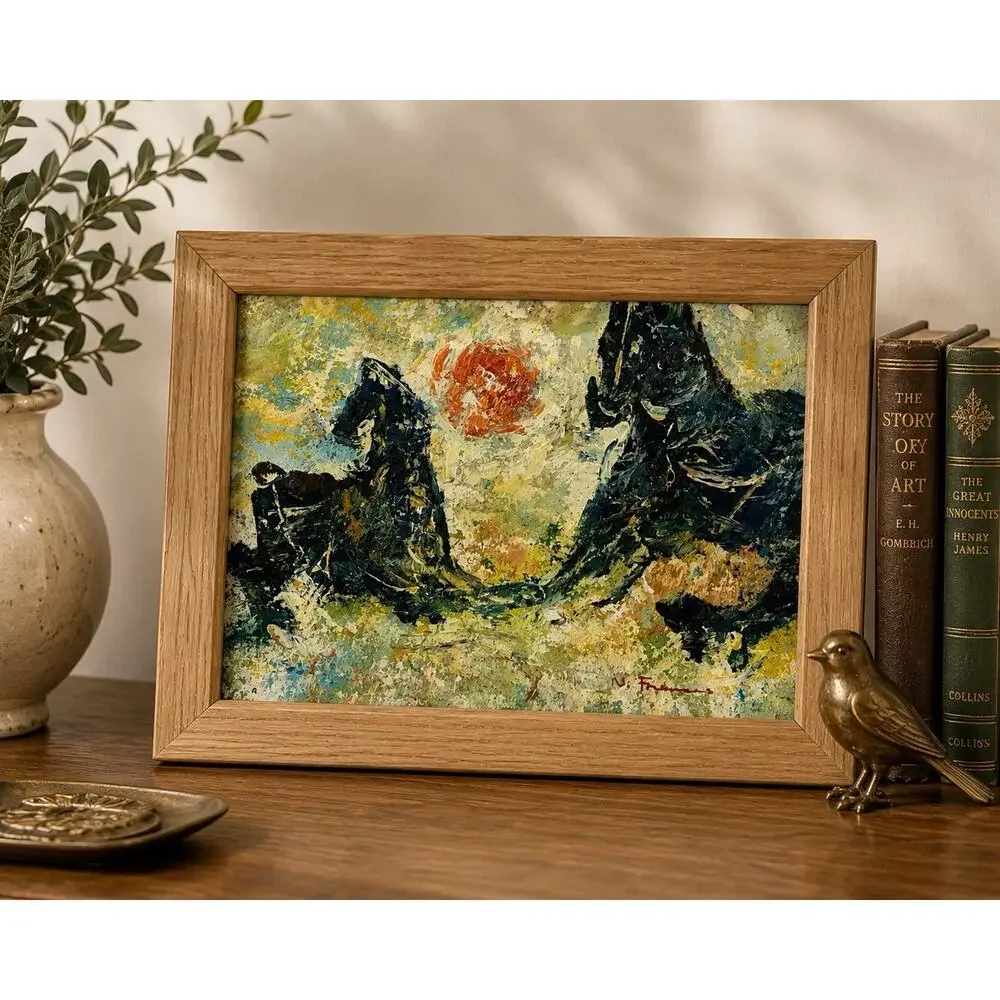 Original Signed N. Francis Abstract Horses Acrylic Painting Impasto 12x10” - Picture 2 of 8